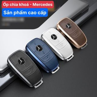 Ốp khóa xe titan mặt da chìa khoá xe các loại MERCEDES : C200,E200, C250, C350, C450-  ốp khóa viền kim loại
