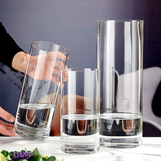 Lọ thủy tinh trong suốt hình trụ tròn, cao 25 cm, chuyên cắm hoa, trồng cây thủy sinh, nuôi cá cảnh nhỏ