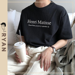 (Kèm clip) RYAN - Áo thun nam HENRI đen ngắn tay vải cotton cổ bo tròn thương hiệu RYAN form rộng phong cách Hàn Quốc