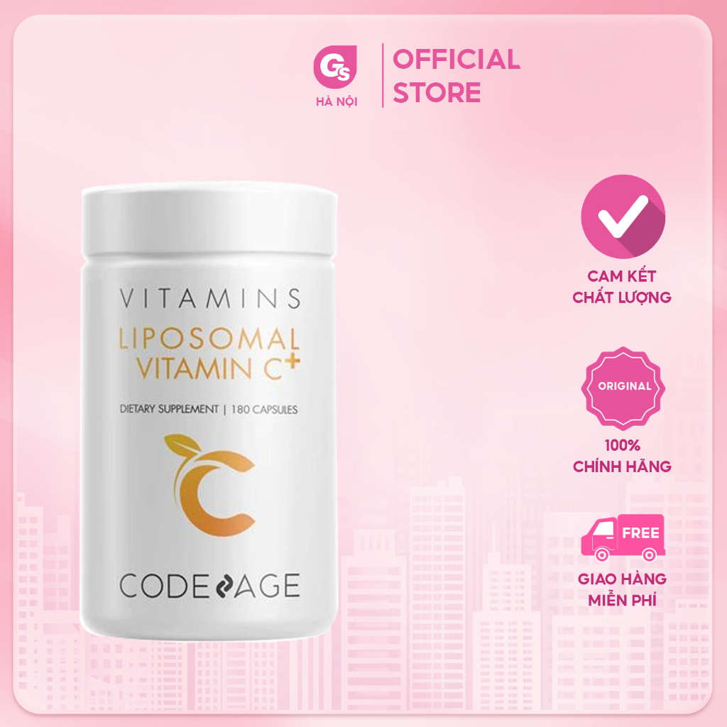 Hàng công ty | Viên CodeAge Liposomal Vitamin C, 180 Capsules | Đẹp da, tăng đề kháng | Made in USA | GYMSTORE