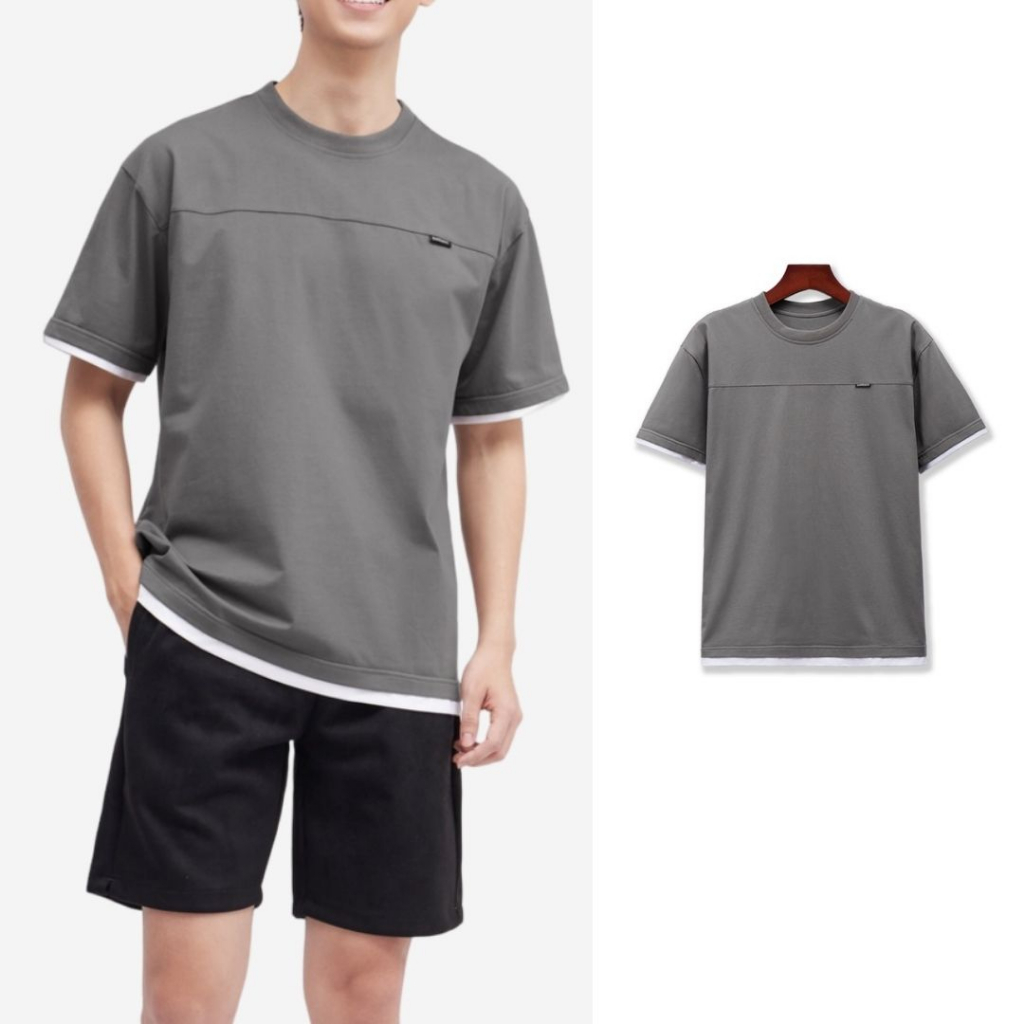 Áo phông layer cổ tròn KALOS vải cotton 100% dày dặn thoáng mát