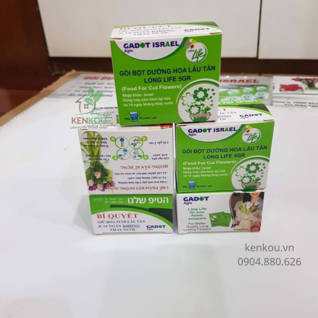 THUỐC DƯỠNG HOA TƯƠI LÂU Combo 5 hộp Hiệu Long Life Israel - Smartgarden - bột giúp hoa cắt cành tươi lâu hơn