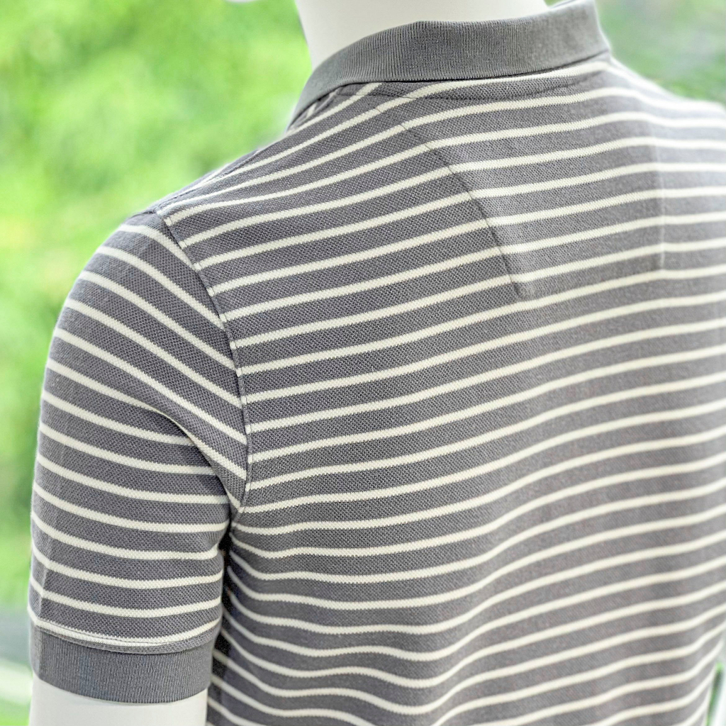 Áo Thun Nam Cao Cấp Polo Grey Stripes BY COTTON