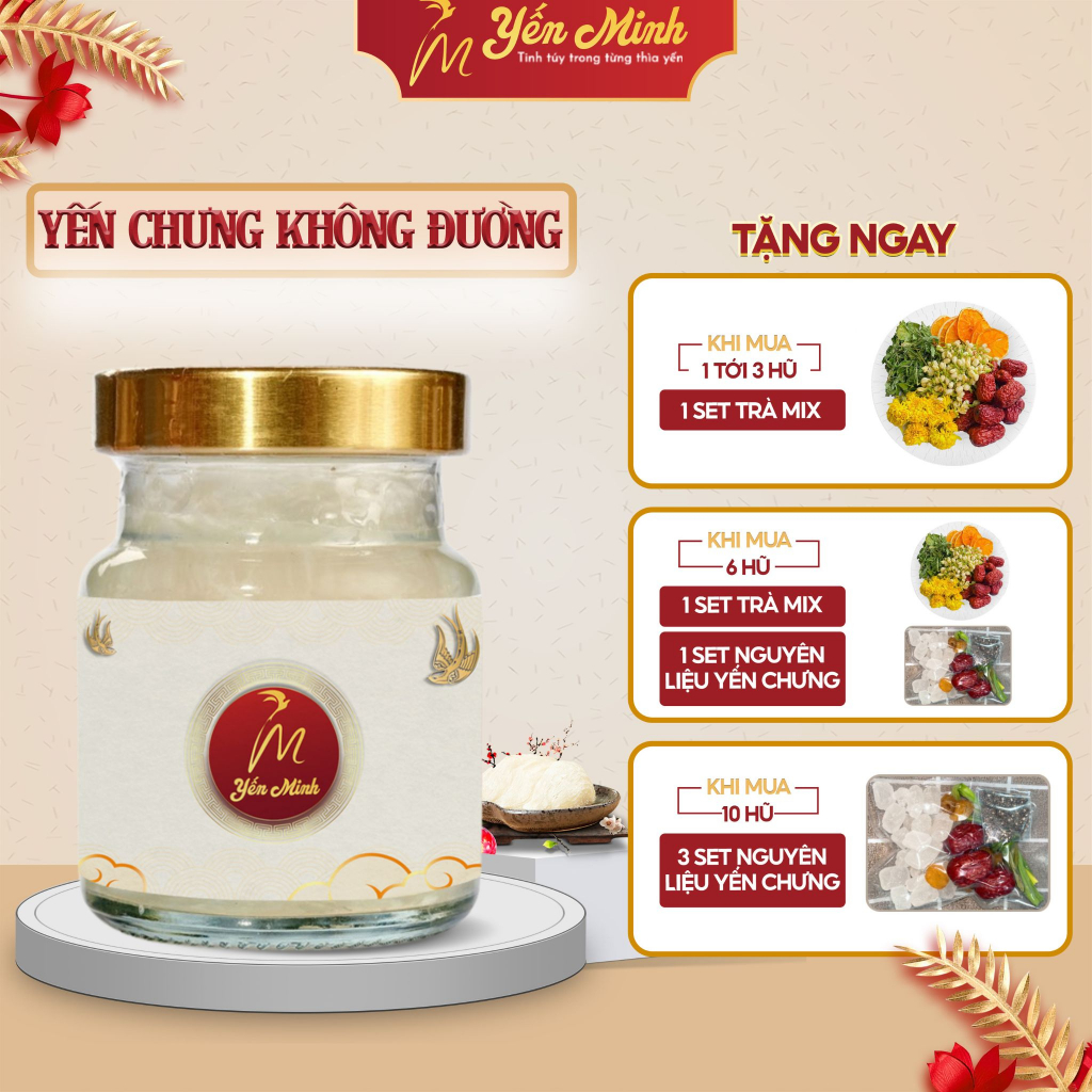 Yến chưng sẵn Đường Kiêng dành cho người ăn kiêng yến sào 100% / 70% / 30% yến thô 70ml Yến Minh