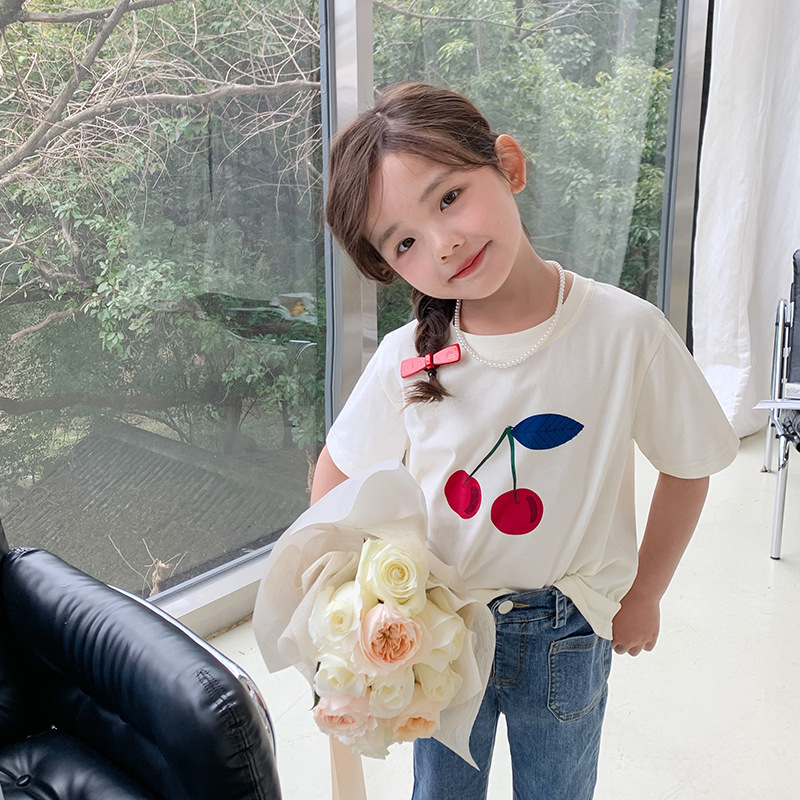 Áo thun, áo phông in hình cherry cực xinh cho bé từ 8-35kg mã D006