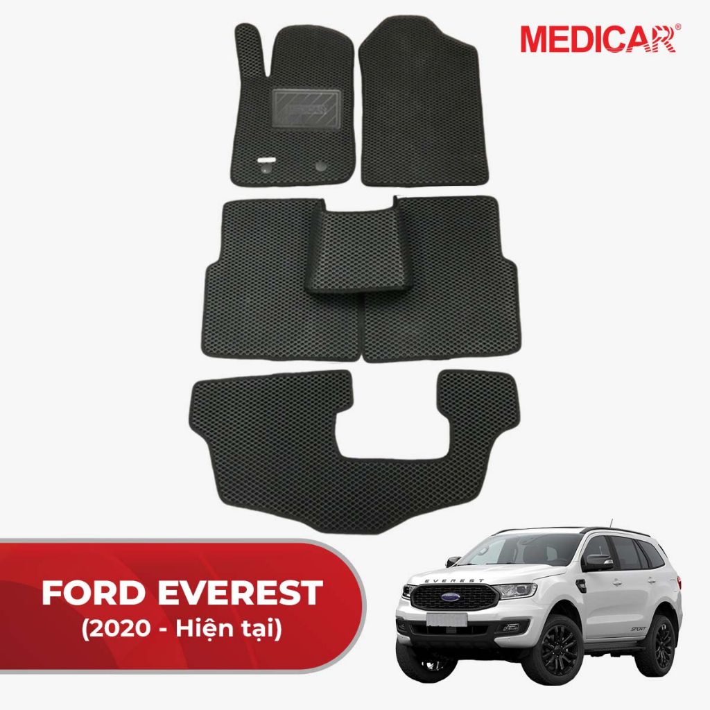 Thảm lót sàn ô tô Medicar xe FORD EVEREST, thảm sàn xe hơi Medicar chống thấm nước màu nâu