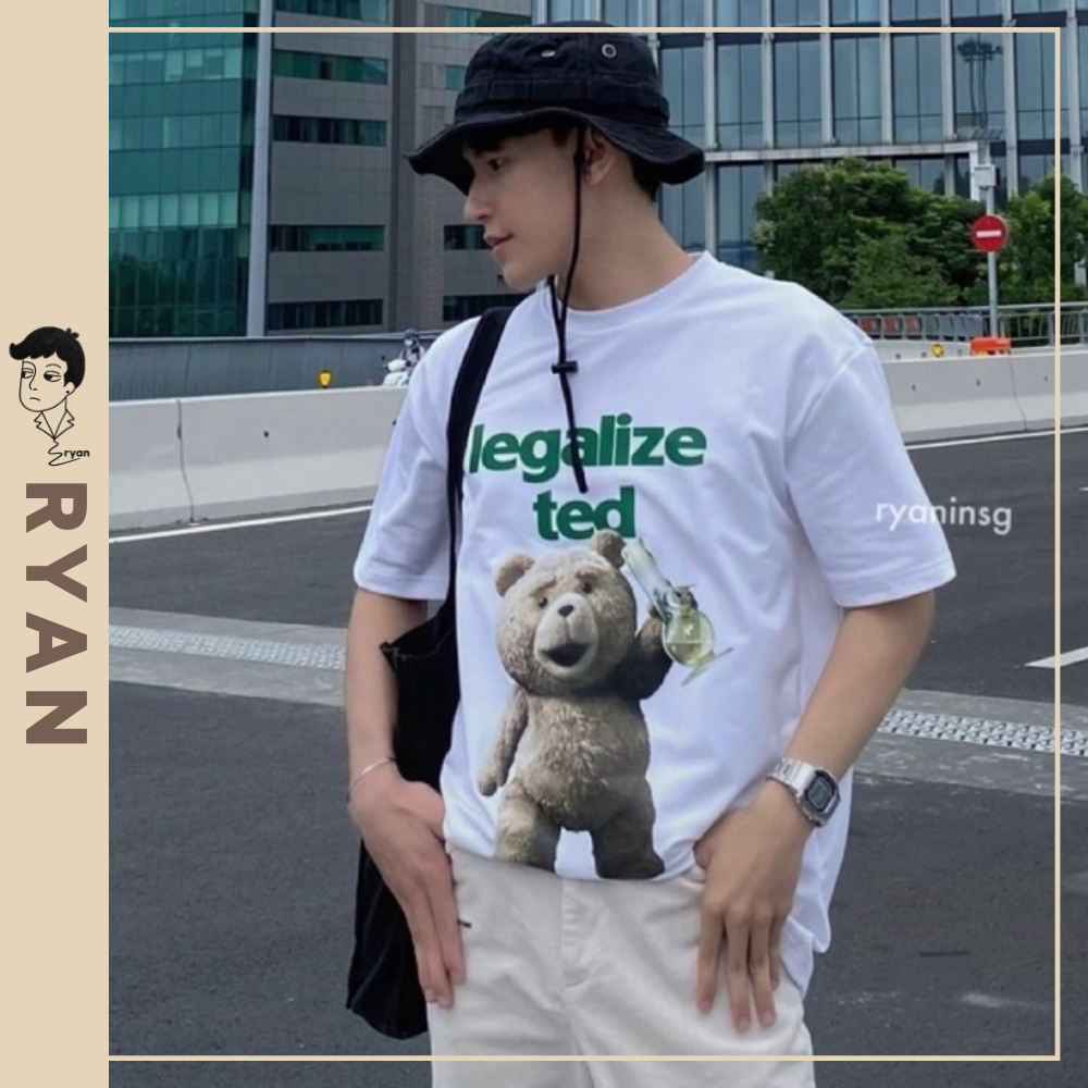 RYAN - Áo thun nam TED ngắn tay vải cotton cổ bo tròn thương hiệu RYAN form rộng phong cách Hàn Quốc