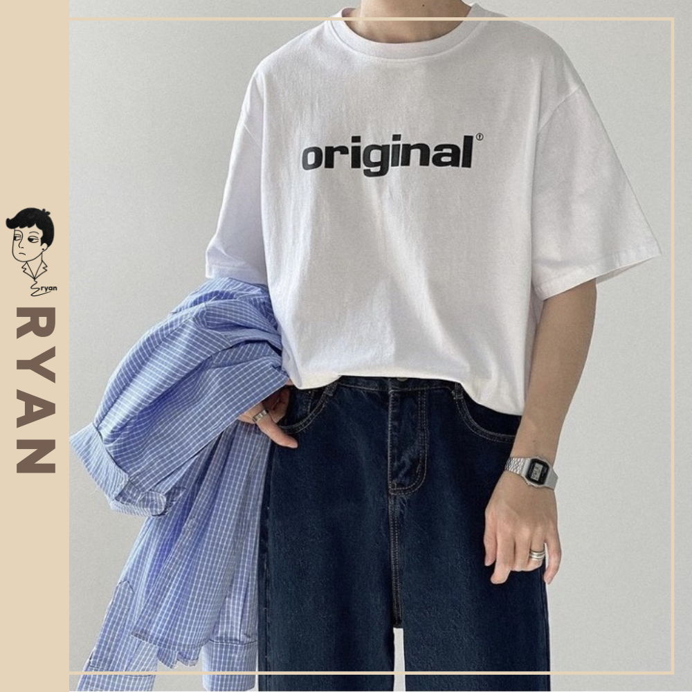 RYAN - Áo thun nam THE NEW ORIGINAL trắng ngắn tay vải cotton 4 chiều thương hiệu RYAN form rộng phong cách Hàn Quốc
