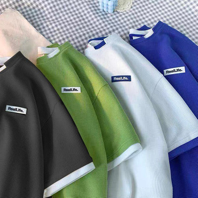 Áo thun Phối Logo RealLife NAD Unisex Nam Nữ - Áo Phông Tay Lỡ Chất Liệu Cotton Tổ Ong Mềm Mại Thoáng Mát