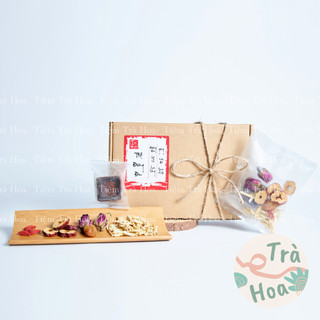 Hộp Trà Đường Đen 6 gói ( Đường đen, gừng, hoa hồng, kỷ tử, táo đỏ, long nhãn)