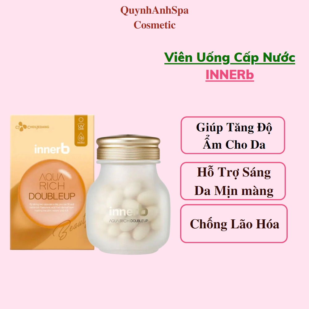 Viên Uống Cấp Nước InnerB Aqua Rich DoubleUp Bổ Sung Collagen, Bảo Vệ Da Khỏi Tia UV quynhanhspa20 70 Viên