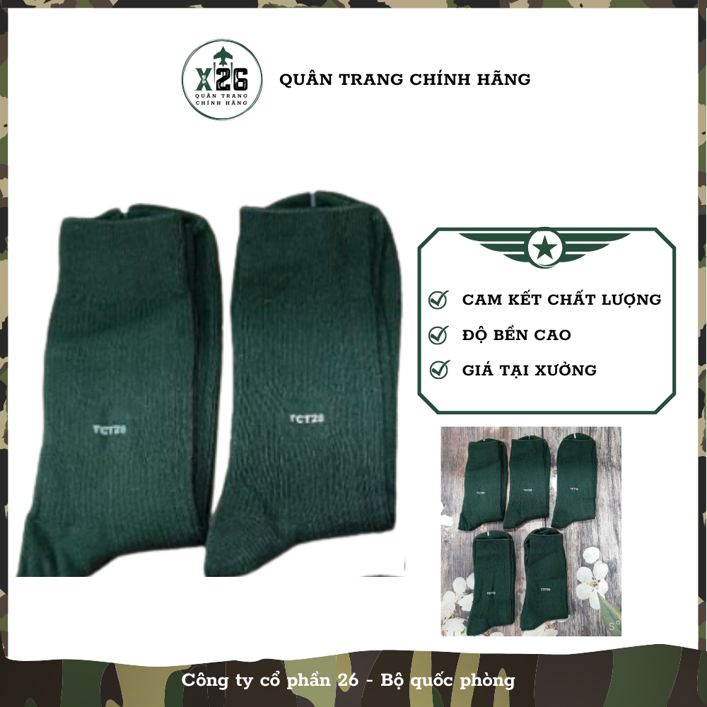 Tất vớ cao cổ BĐ, tất màu xanh rêu loại đẹp, 100% cotton, bền, dày dặn, co giãn tốt, thấm hút mồ hôi, không bai nhão