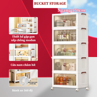 Kệ tủ đa năng, đựng đồ ăn vặt, giỏ đồ mini size 70cm 5 tầng bucket storage