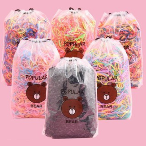 Túi 4000c Chun Buộc Tóc Nhiều Màu Set 4000 chun tóc cho bé túi rút gấu nâu Chun buộc tóc cho bé gái túi 4000 cái