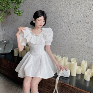 VIDEO ẢNH THẬT🖤Váy trắng công chúa xoè tay phồng đầm tiểu thư cổ tích đính đá  ulzzang vintage retro