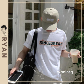 RYAN - Áo thun nam SINCEDREAM trắng ngắn tay vải cotton 4 chiều thương hiệu RYAN form rộng phong cách Hàn Quốc