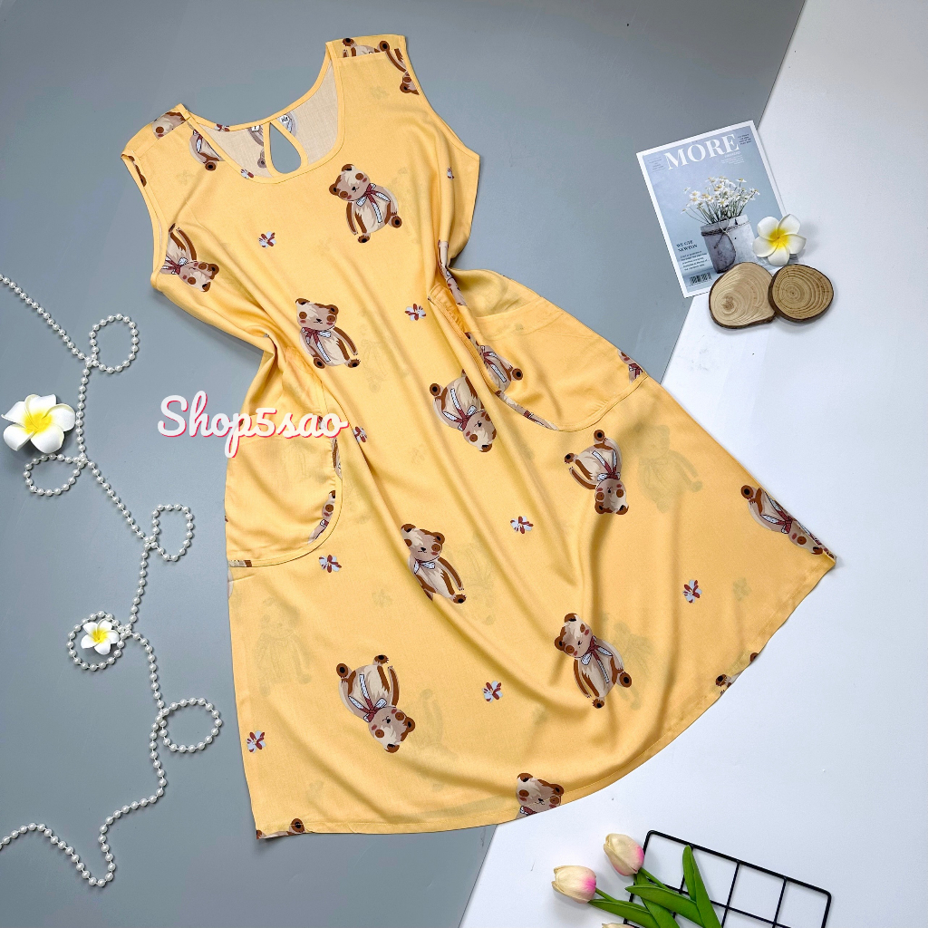 Váy lanh, Đầm tole lanh mặc nhà SHOP5SAO có túi BIGSIZE (50-70kg) | BigBuy360 - bigbuy360.vn