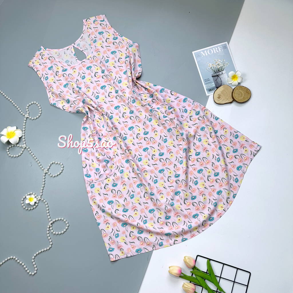 Váy lanh, Đầm tole lanh mặc nhà SHOP5SAO có túi BIGSIZE (50-70kg) | BigBuy360 - bigbuy360.vn