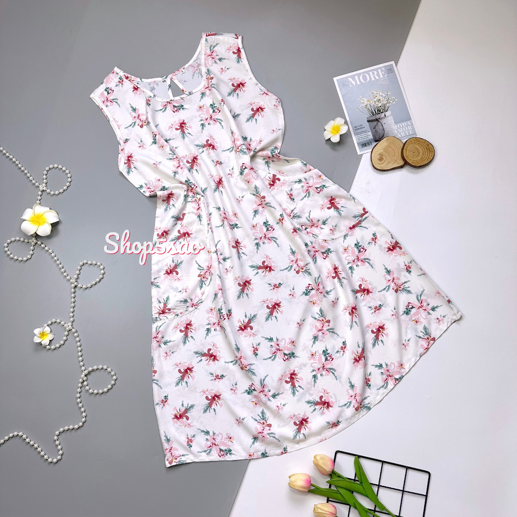 Váy lanh, Đầm tole lanh mặc nhà SHOP5SAO có túi BIGSIZE (50-70kg) | BigBuy360 - bigbuy360.vn