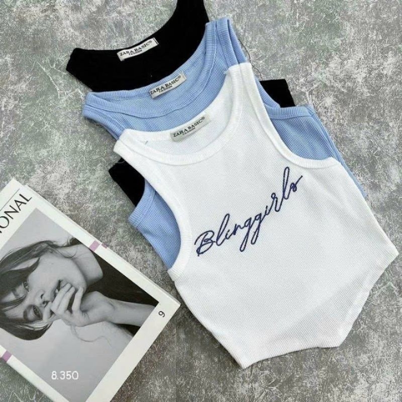 Áo Ba Lỗ Croptop Vạt Nhọn Thêu