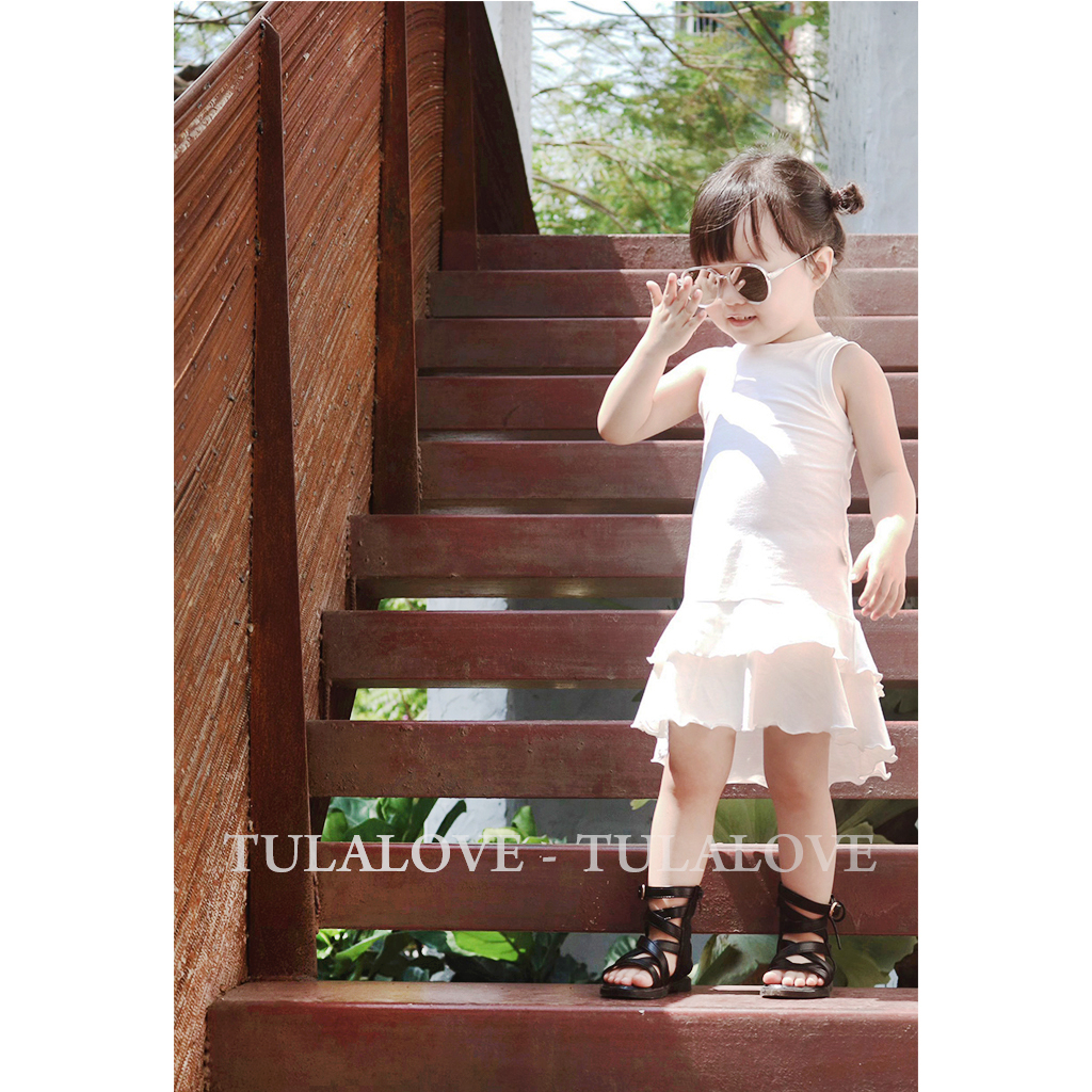 Váy Cho Bé Gái Thun Cotton Siêu Mềm Mát Chân Bèo Cực Xinh