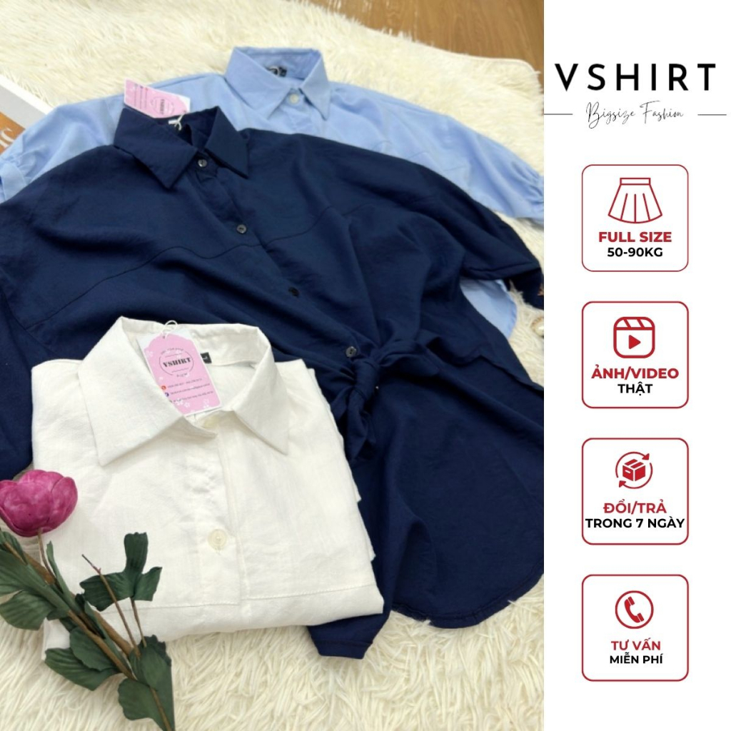 Áo Sơ Mi Vạt Đuôi Tôm Bigsize VSHIRT Chất Tằm Lạnh Ít Nhăn