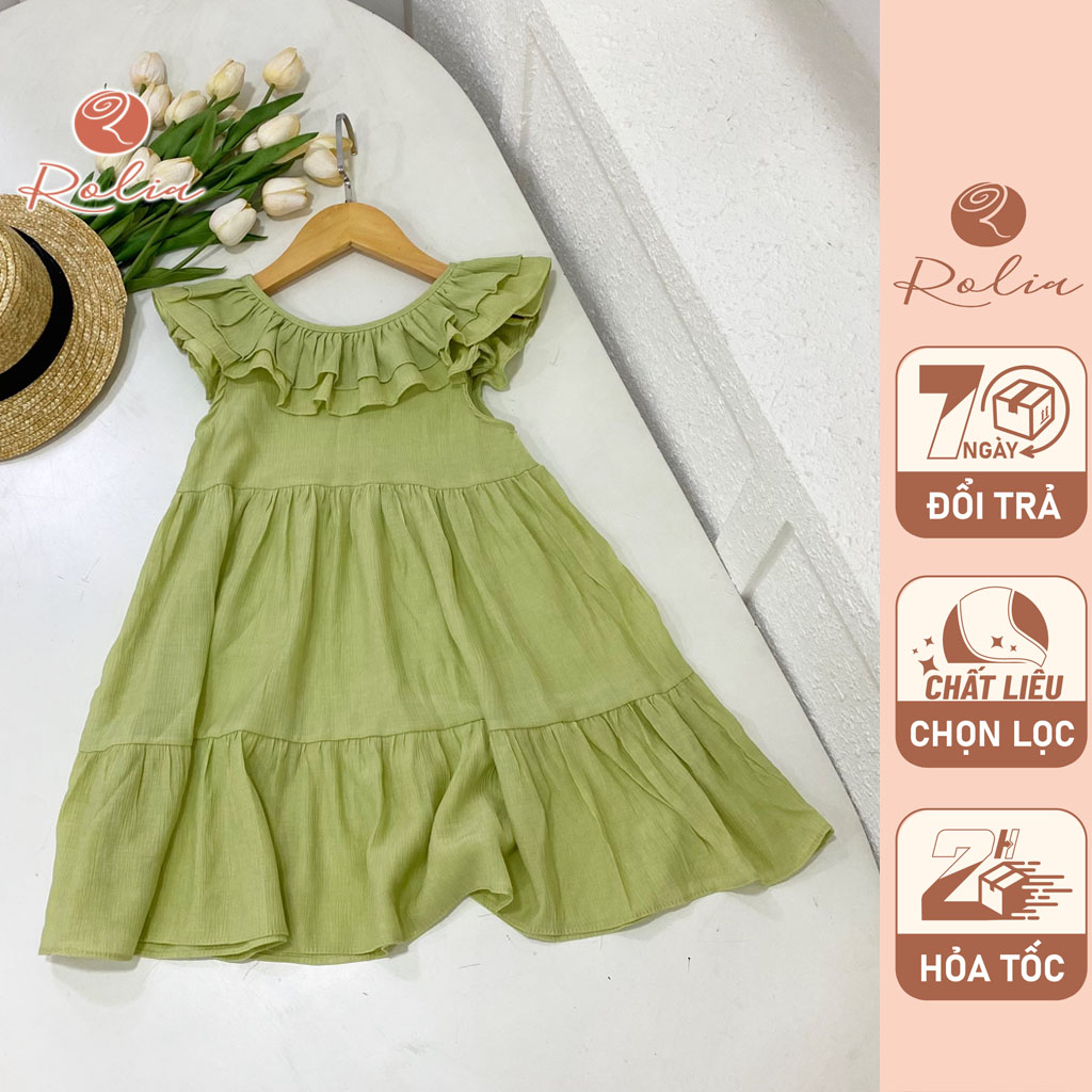 Váy bé gái xanh bơ dịu dàng đi biển ROLIA chất đũi mềm lên dáng xinh yêu cho bé từ 2-42kg MX160