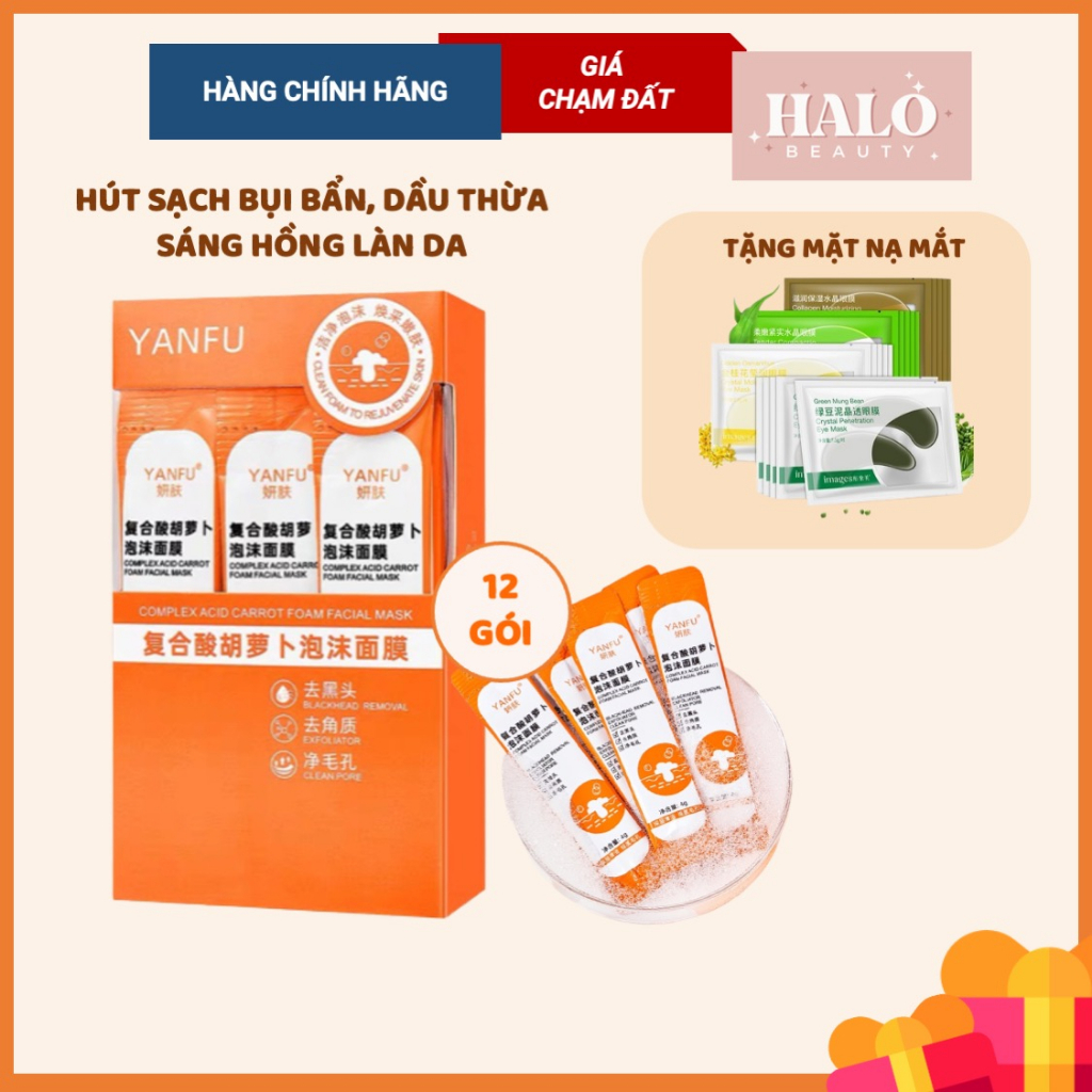 Mặt nạ sủi bọt carot thải độc hút mụn làm sạch da mụn đầu đen mụn ẩn mụn cám detox da