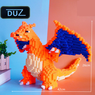Lego bearbrick lizardon 33cm DUZ Đồ chơi Xếp hình lắp ráp mô hình khủng long xanh poly bear brick.