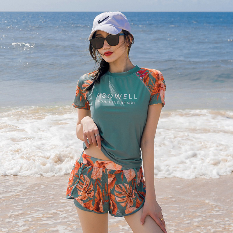 Bikini, Đồ bơi nữ ES05  áo ngắn tay + quần đùi phong cách, sành điệu