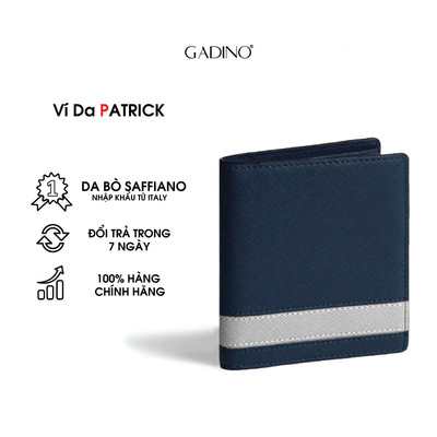 Ví Da Nam PATRICK Da Bò Vân Saffiano Nhập Khẩu, Kiểu Dáng Đứng Lịch Lãm - G01