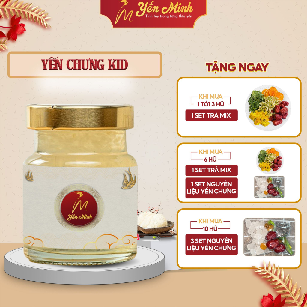 Yến chưng sẵn Kid cho bé giúp cao lớn thông minh yến sào 100% / 70% / 30% yến thô 70ml Yến Minh