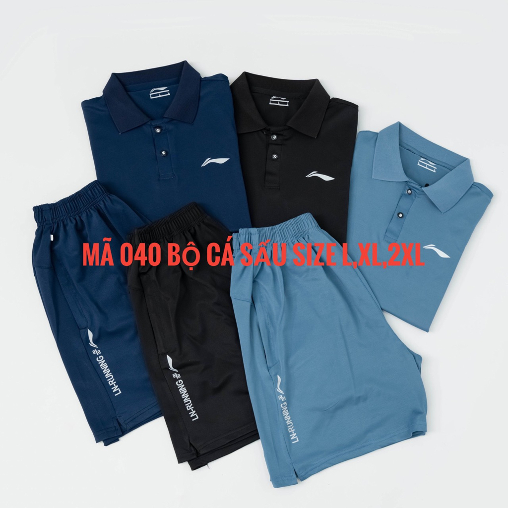 Bộ Thể Thao nam mùa hè Lining bộ đồ nam mùa hè cộc tay chất poly cá sấu co dãn vận động thoải mái Hanh shop BNL105