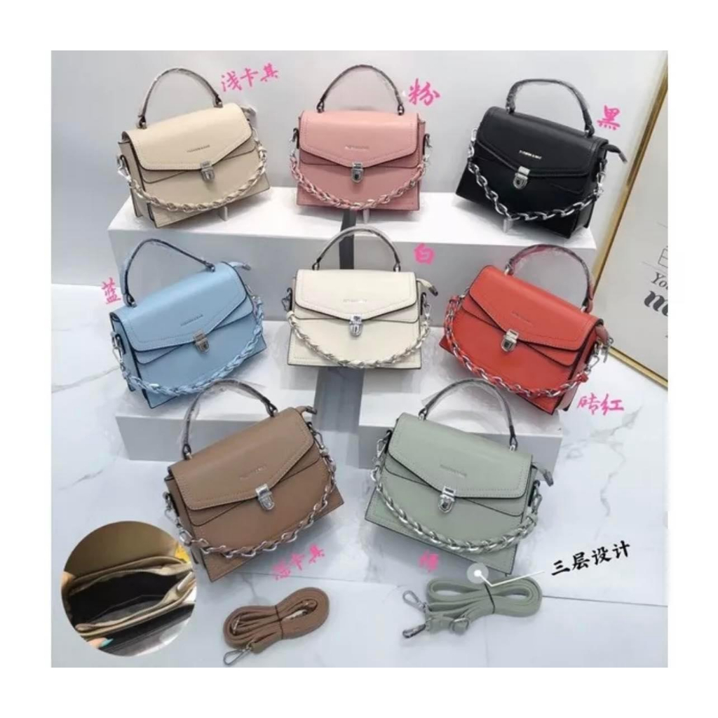 Túi Xách Nữ CK Thời Trang Dáng Vuông Khoá Bấm Kèm Dây Xích Phong Cách