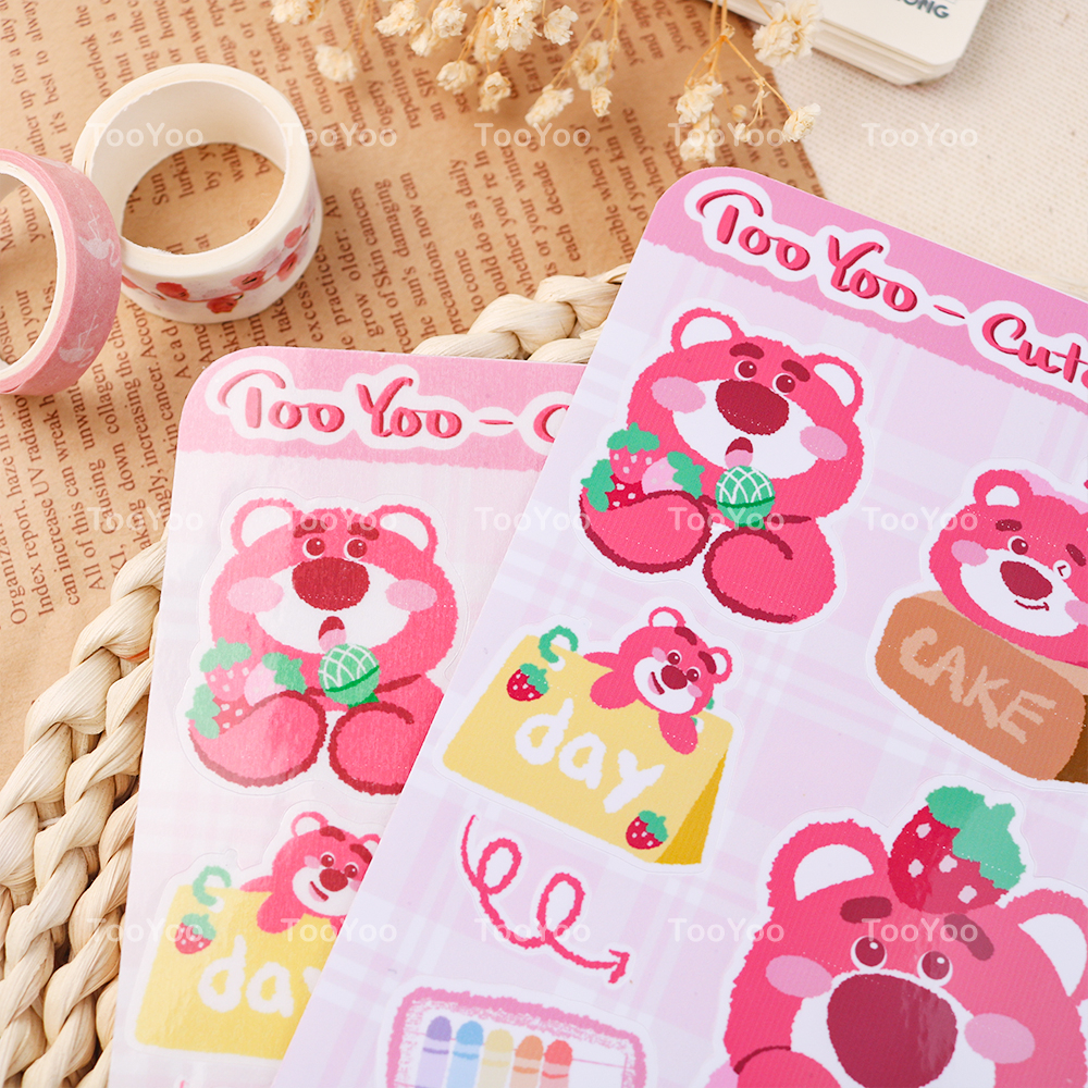 Tấm sticker Gấu dâu Lotso dễ thương cute TooYoo BK00110