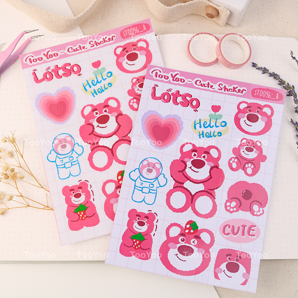 Tấm sticker Gấu dâu Lotso dễ thương cute TooYoo BK00110