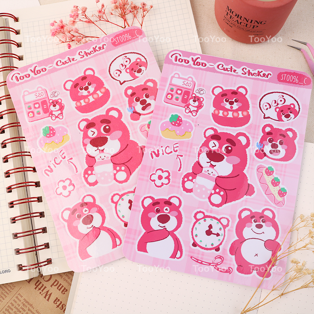 Tấm sticker Gấu dâu Lotso dễ thương cute TooYoo BK00110