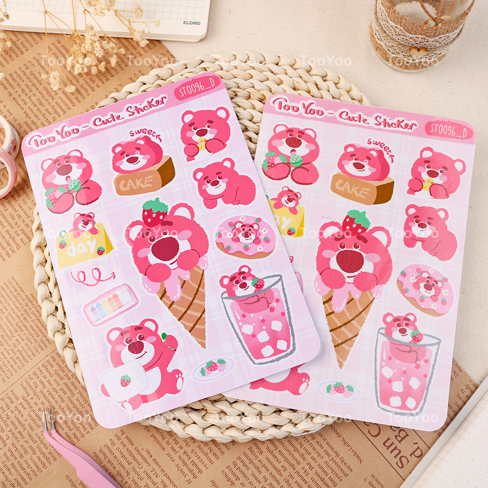 Tấm sticker Gấu dâu Lotso dễ thương cute TooYoo BK00110