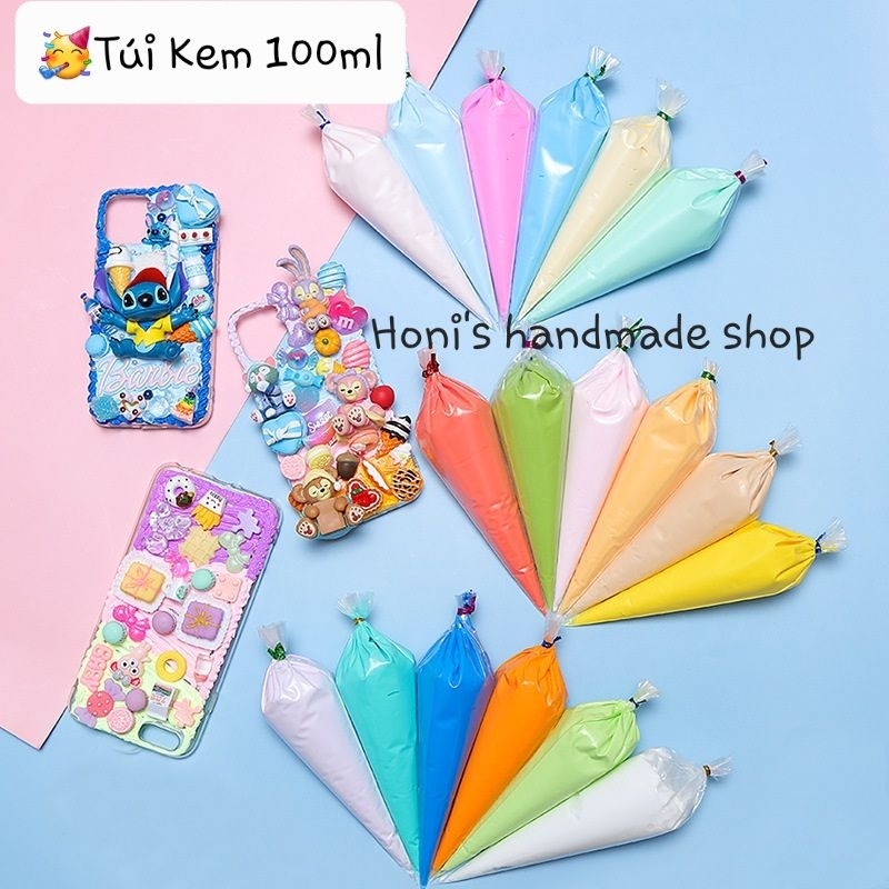 Keo Kem 100g Nhiều Màu Trang Trí Đất Sét, Móc Khóa, Ốp Điện Thoại, Kẹp Tóc, Toploader...Handmade