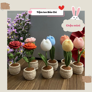Chậu len mini xinh xắn bằng len