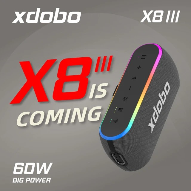 Loa Bluetooth 5.3 Xdobo X8 III Công Suất 60W Bass Siêu Trầm, Chống Nước iPX7, Tích Hợp Viên Pin 6600mAh 12h Nghẹ Nhạc