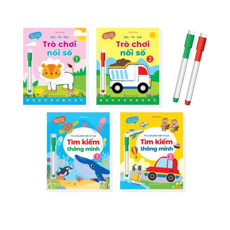 Sách - Bộ Vở Viết Xóa Được - Wipe Clean - Trò Chơi Phát Triển Trí Tuệ - Tìm Kiếm Thông Minh- Trò Chơi Nối Số