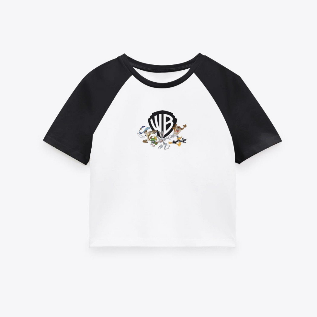 Áo Thun Nữ BOO Dáng Baby Tee Raglan In Logo WB Looney Tunes