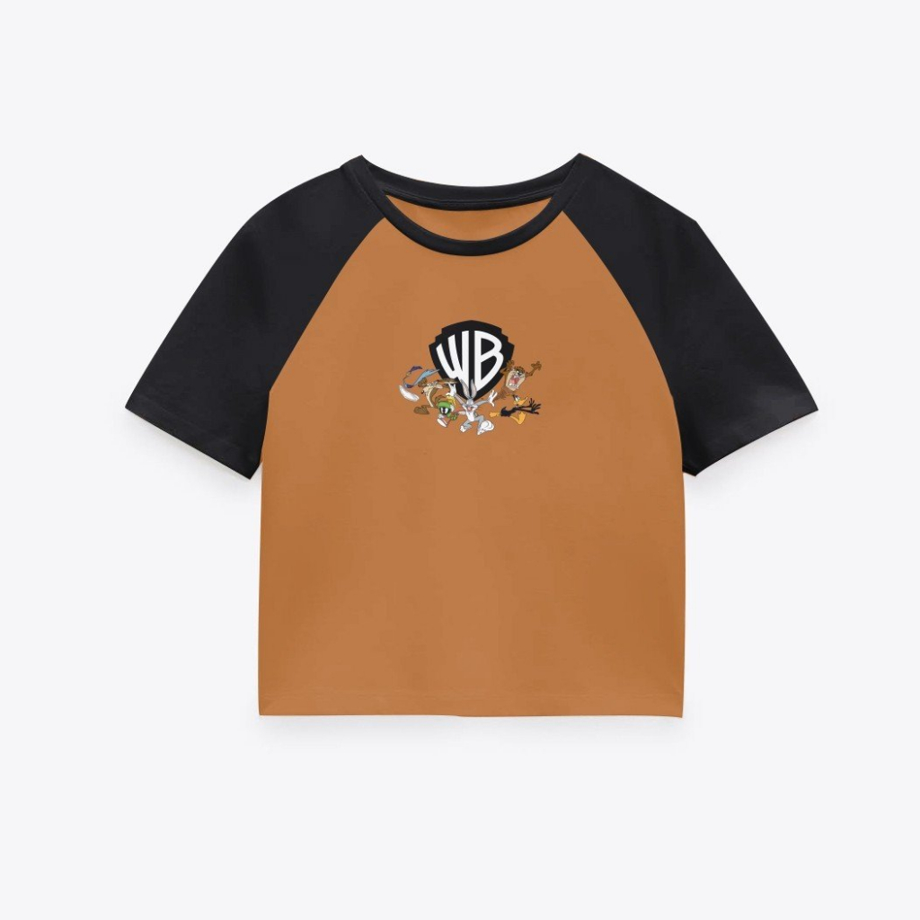 Áo Thun Nữ BOO Dáng Baby Tee Raglan In Logo WB Looney Tunes