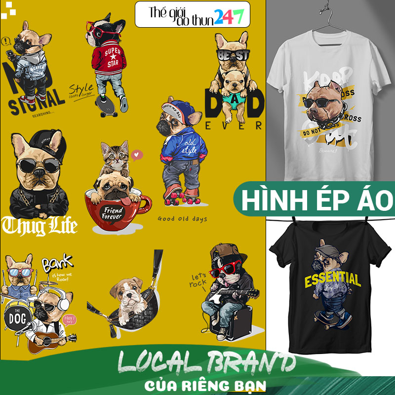 [Hình ủi, ép nhiệt] Hình chó Pug và Bull P4