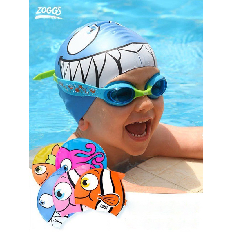 Nón bơi silicone cho bé trai bé gái chống nước in hình ngộ nghĩnh dễ thương