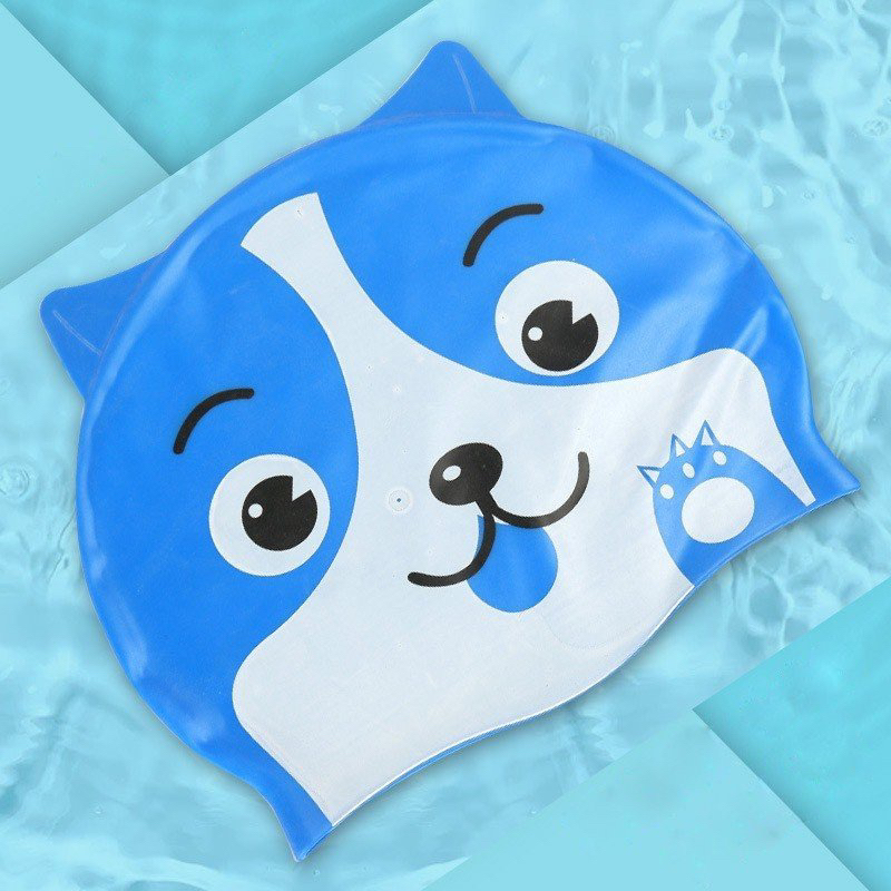 Nón bơi silicone cho bé trai bé gái chống nước in hình ngộ nghĩnh dễ thương