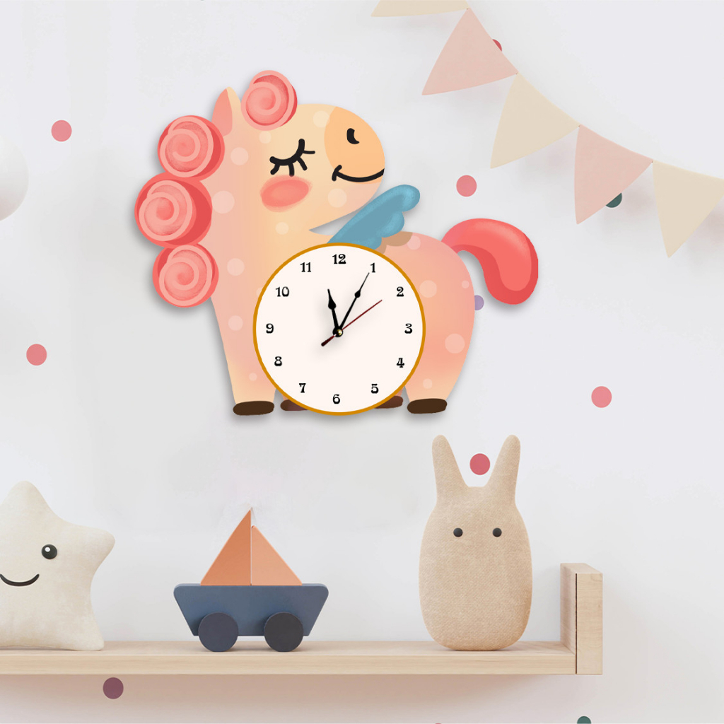 Đồng hồ gỗ họa tiết động vật dễ thương