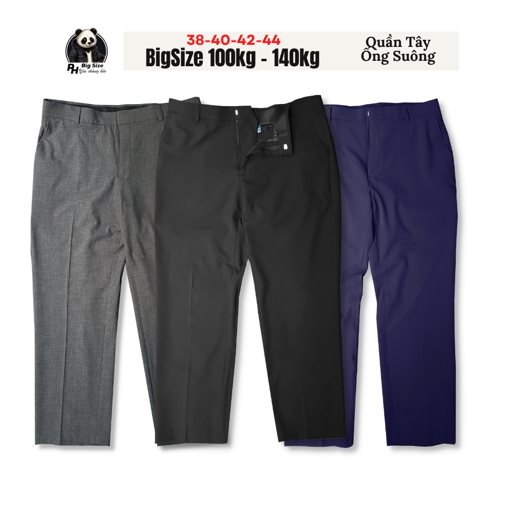 Bigsize | Quần Tây 100kg - 140kg ống suông Quần Âu ngoại cỡ size to size lớn | PH Big Size