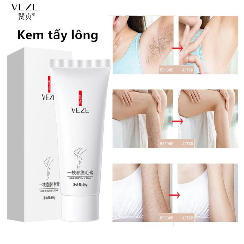 Kem tẩy lông VEZE nách tay chân triệt lông an toàn không đau rát Triệt Lông Vĩnh Viễn 60g